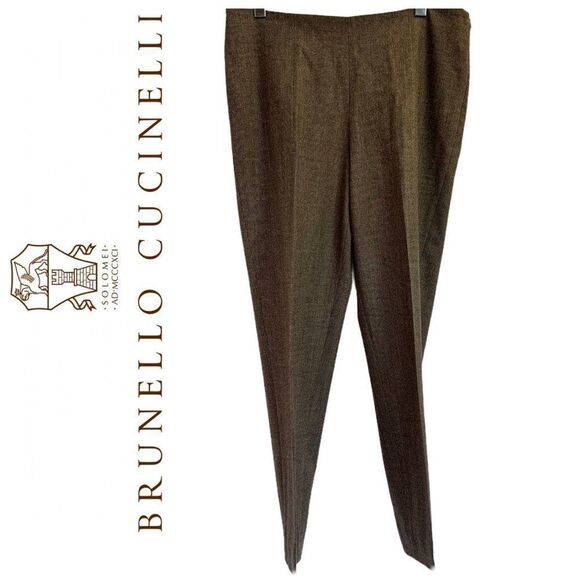 Brunello Cucinelli Brown Wool Trouser Pants Sz10